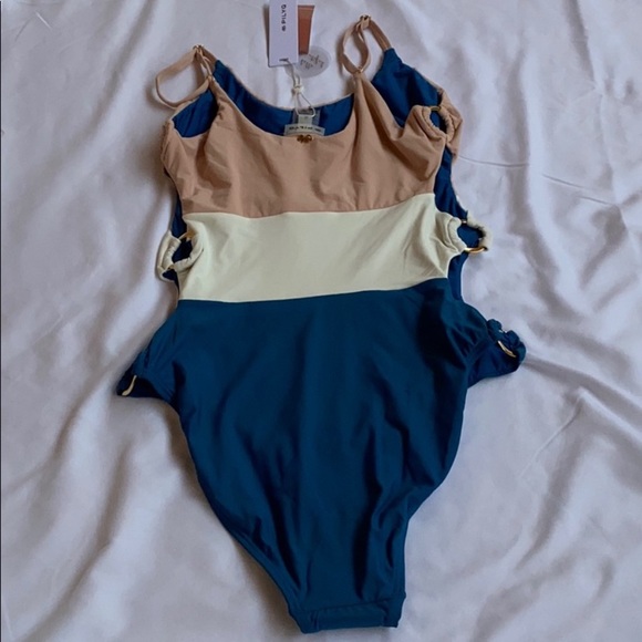 PILYQ Island Blue Ring Side One Piece Swimsuit Sz M - Picture 4 of 9